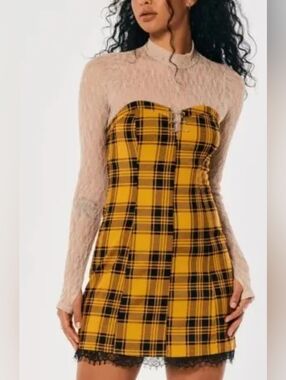 Social Tourist Plaid Corset Dress, BNWT, Size L